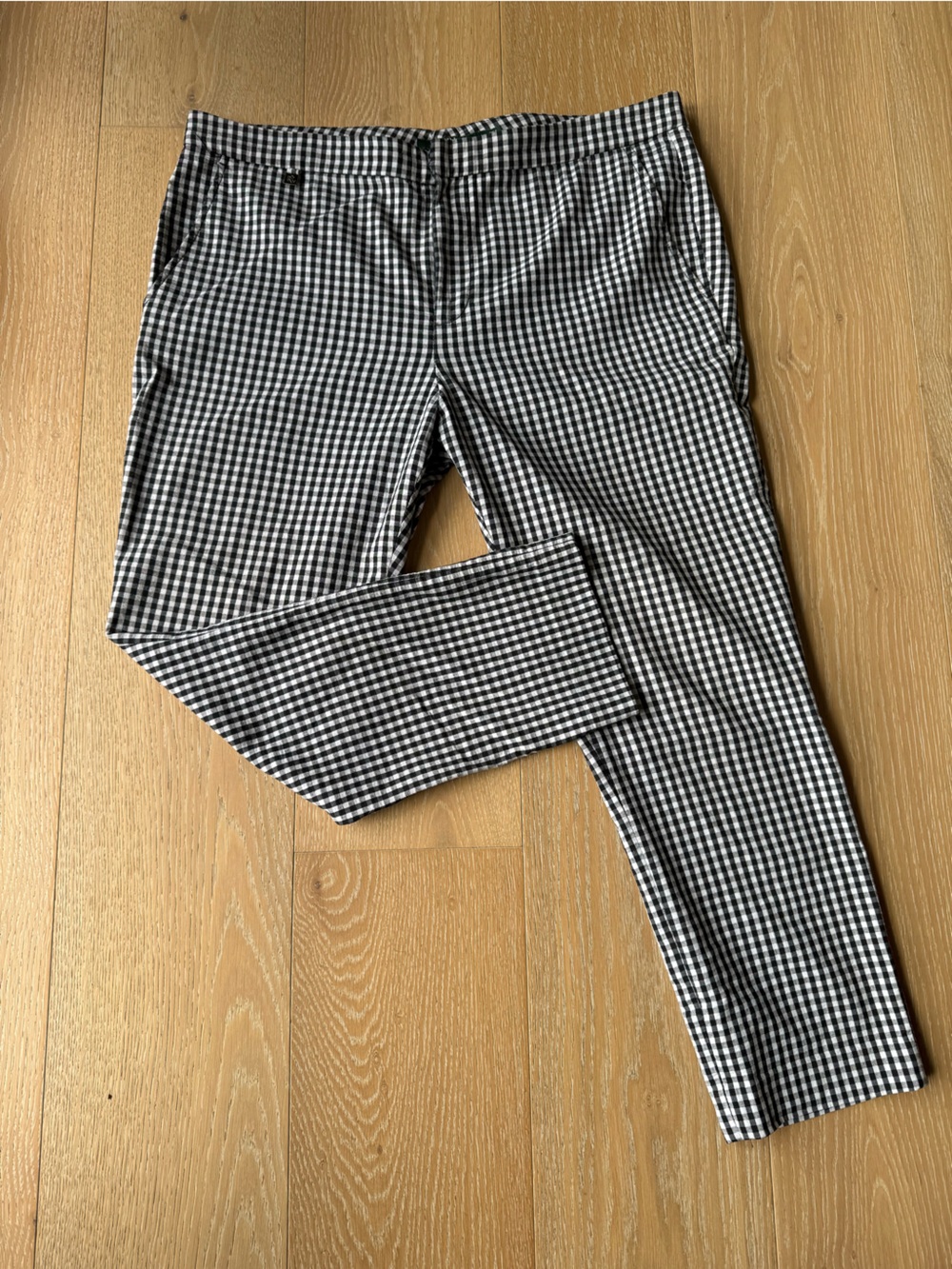 Ralph Lauren Black and White Gingham Slim Cropped Pants